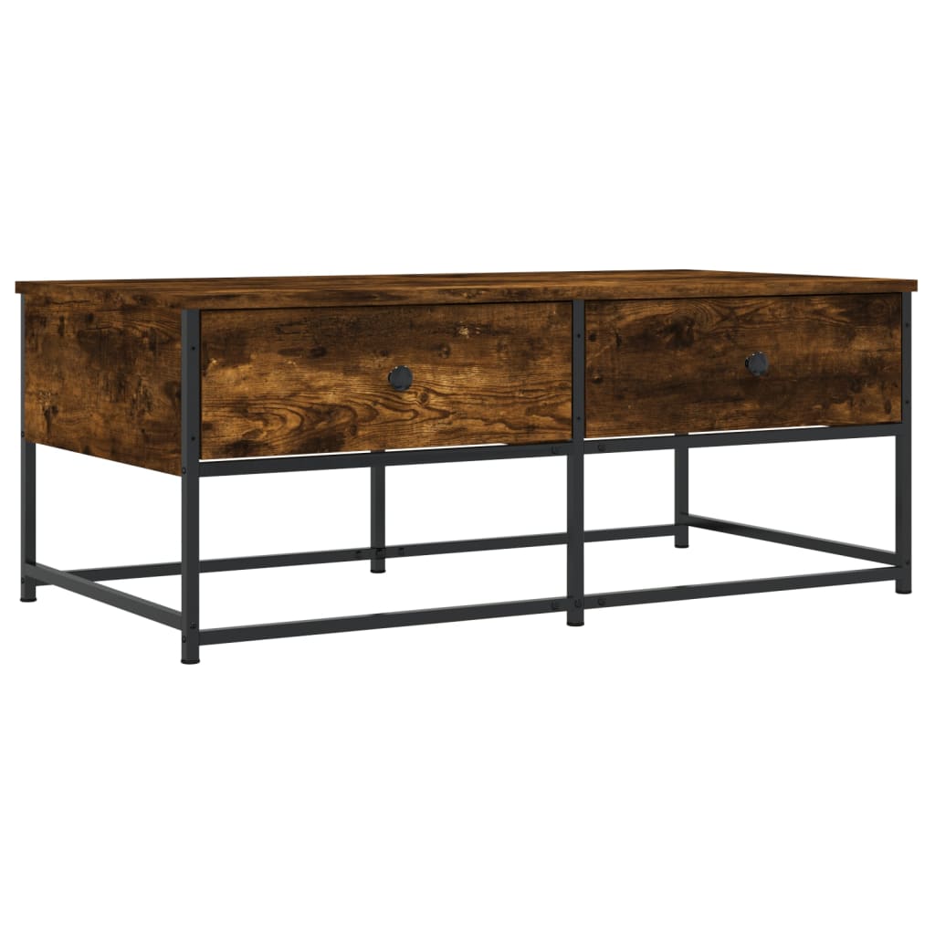Salontafel 100x51x40 cm bewerkt hout gerookt eikenkleurig is nu te koop bij PeponiXL, paradijselijk wonen!