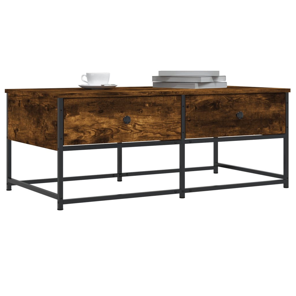 Salontafel 100x51x40 cm bewerkt hout gerookt eikenkleurig is nu te koop bij PeponiXL, paradijselijk wonen!