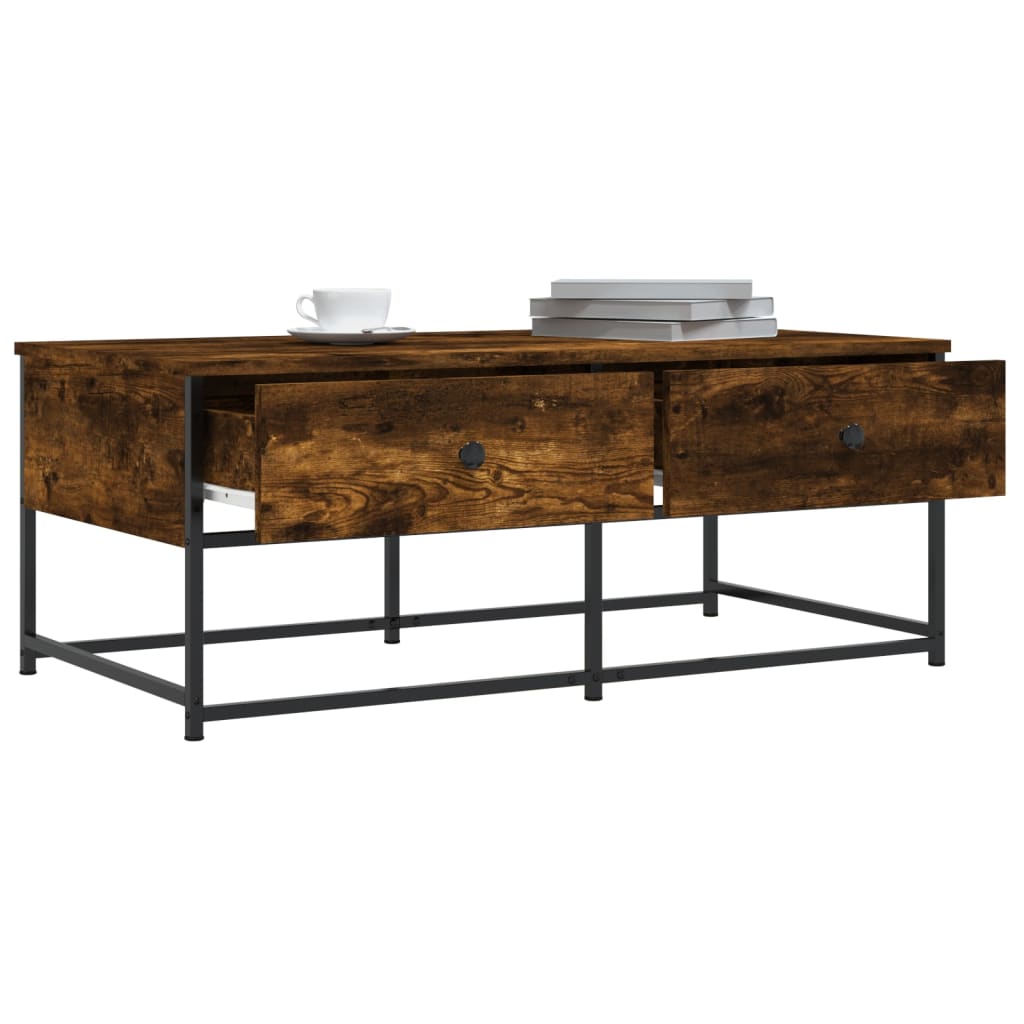 Salontafel 100x51x40 cm bewerkt hout gerookt eikenkleurig is nu te koop bij PeponiXL, paradijselijk wonen!