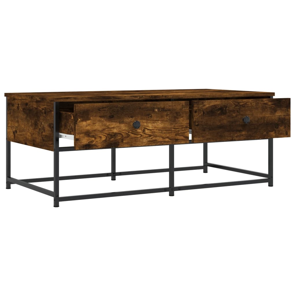 Salontafel 100x51x40 cm bewerkt hout gerookt eikenkleurig is nu te koop bij PeponiXL, paradijselijk wonen!