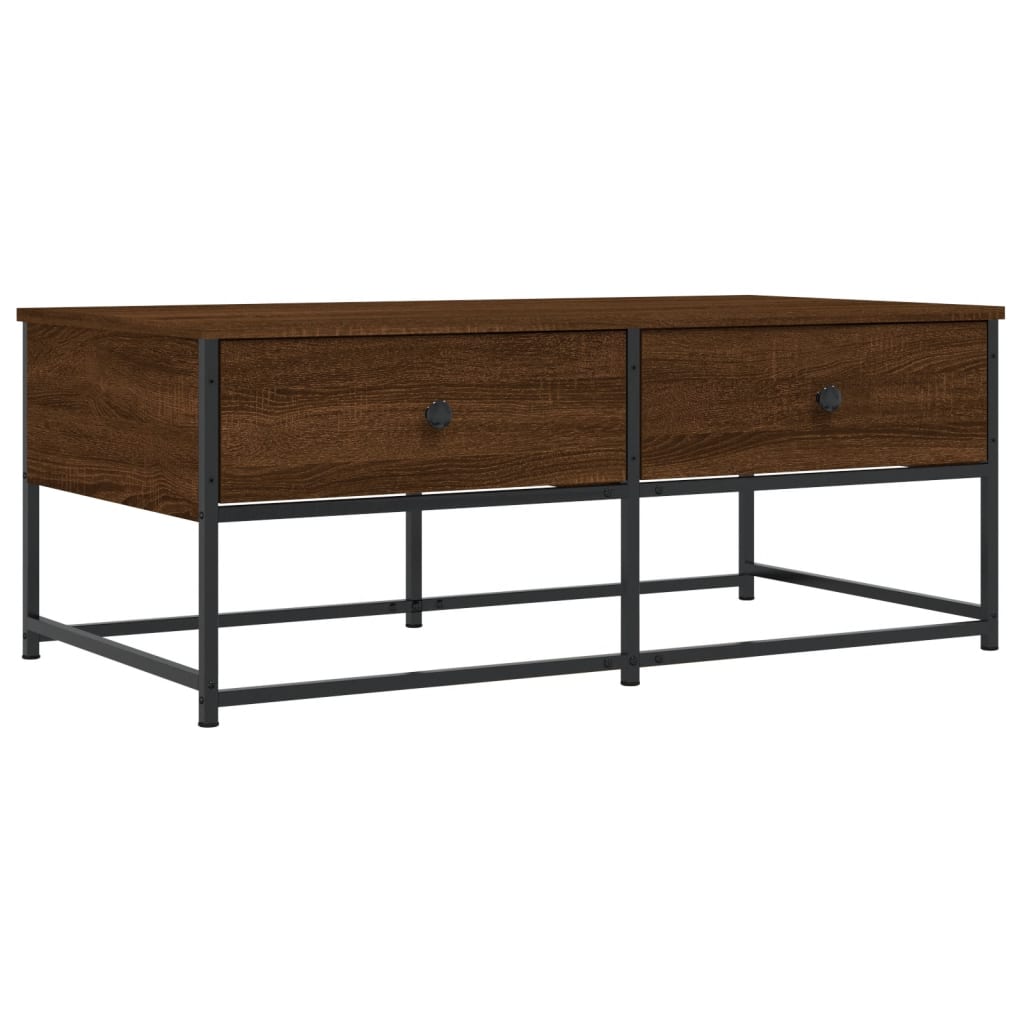 Salontafel 100x51x40 cm bewerkt hout bruin eikenkleur is nu te koop bij PeponiXL, paradijselijk wonen!