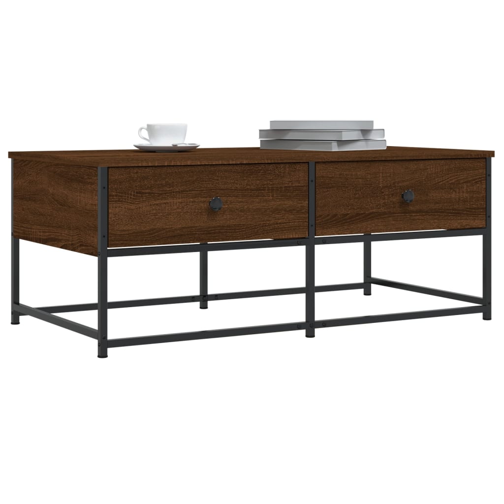Salontafel 100x51x40 cm bewerkt hout bruin eikenkleur is nu te koop bij PeponiXL, paradijselijk wonen!