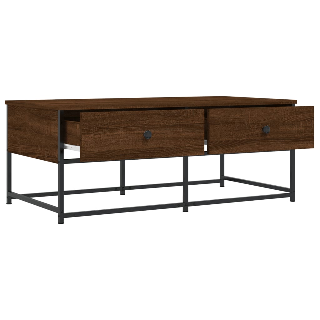 Salontafel 100x51x40 cm bewerkt hout bruin eikenkleur is nu te koop bij PeponiXL, paradijselijk wonen!