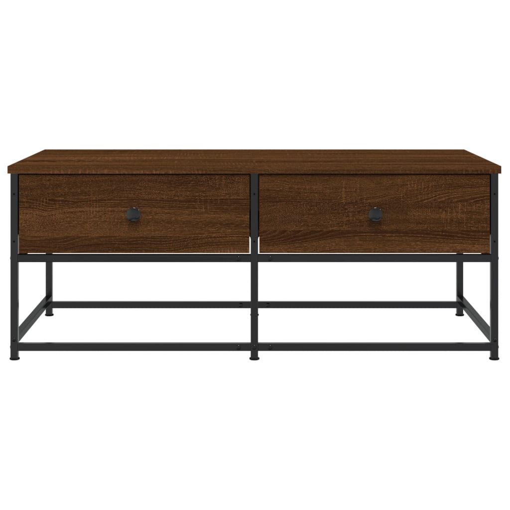 Salontafel 100x51x40 cm bewerkt hout bruin eikenkleur is nu te koop bij PeponiXL, paradijselijk wonen!