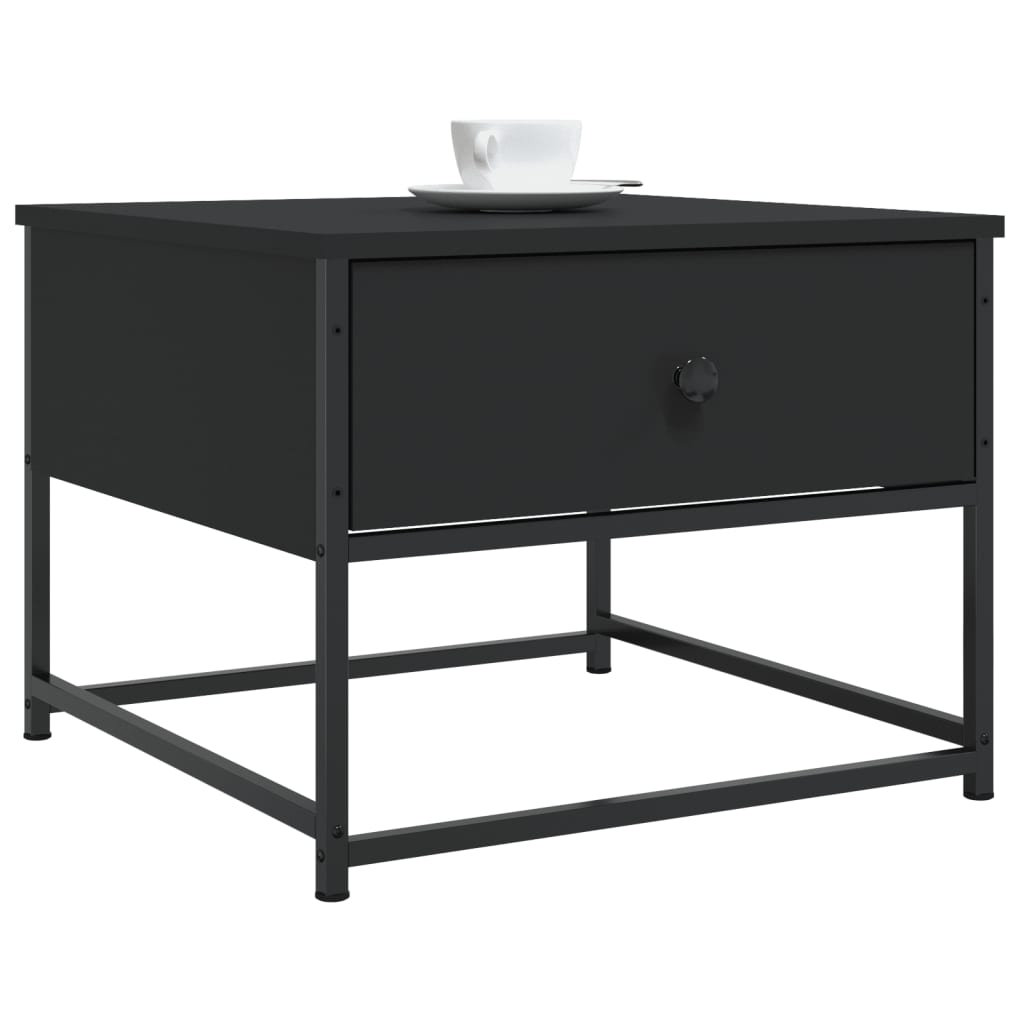 Salontafel 51x51x40 cm bewerkt hout zwart is nu te koop bij PeponiXL, paradijselijk wonen!