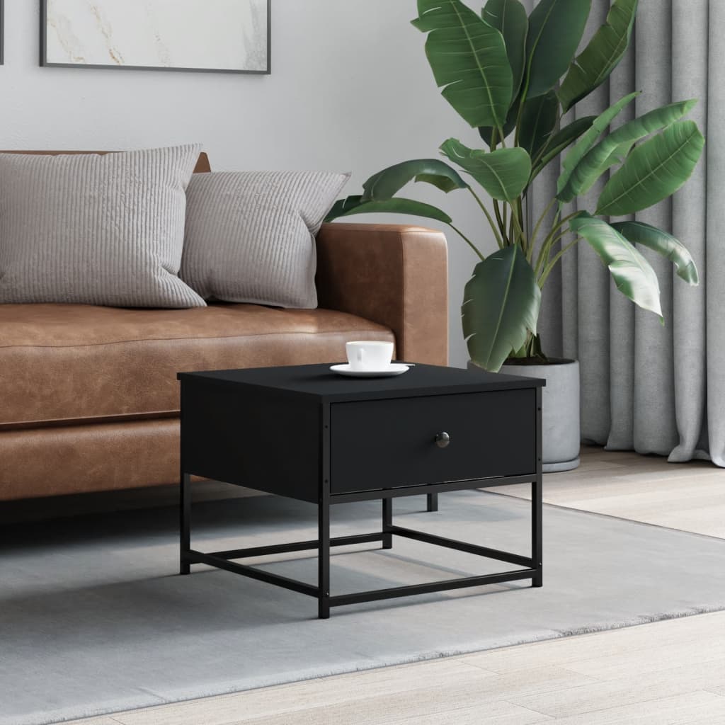 Salontafel 51x51x40 cm bewerkt hout zwart is nu te koop bij PeponiXL, paradijselijk wonen!