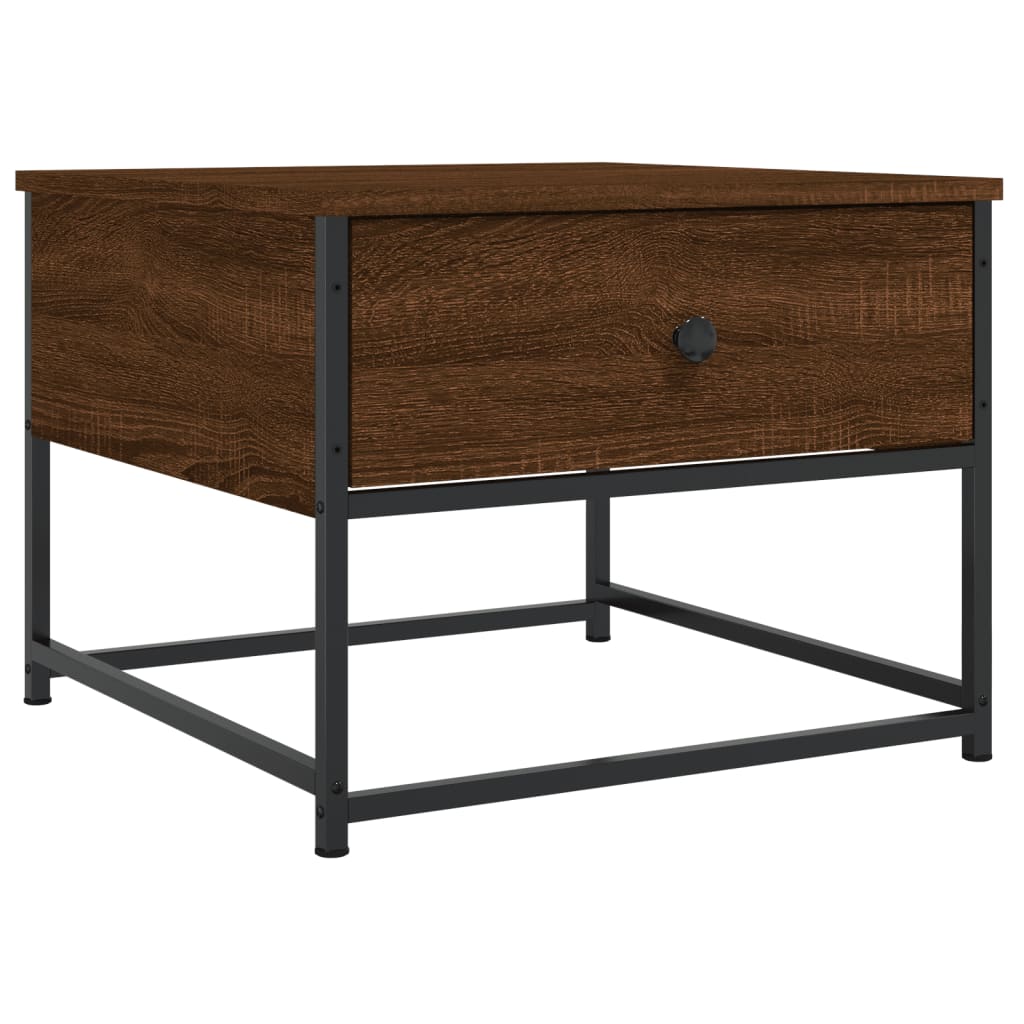 Salontafel 51x51x40 cm bewerkt hout bruin eikenkleur is nu te koop bij PeponiXL, paradijselijk wonen!