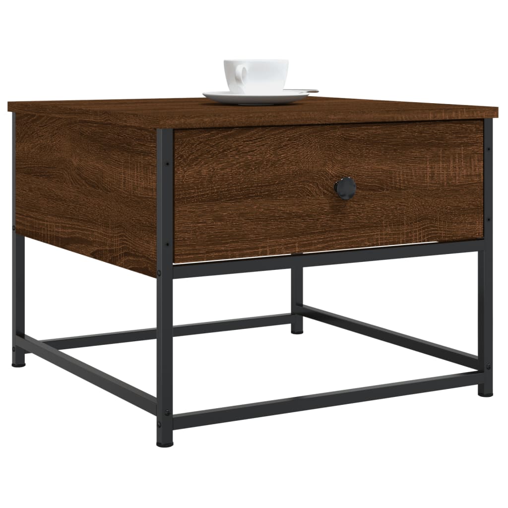 Salontafel 51x51x40 cm bewerkt hout bruin eikenkleur is nu te koop bij PeponiXL, paradijselijk wonen!