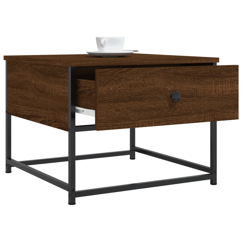 Salontafel 51x51x40 cm bewerkt hout bruin eikenkleur is nu te koop bij PeponiXL, paradijselijk wonen!