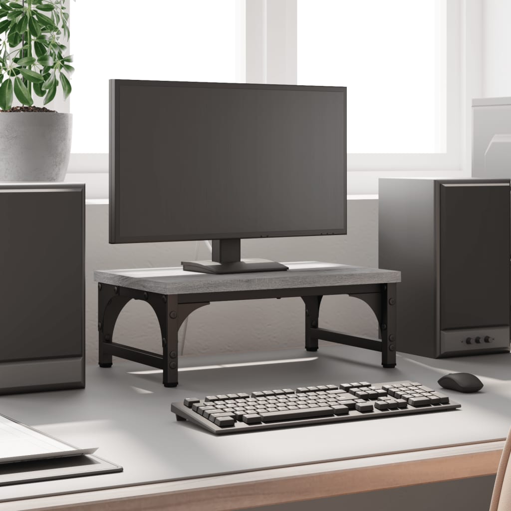 Monitorstandaard 37x23x14 cm bewerkt hout grijs sonoma eiken is nu te koop bij PeponiXL, paradijselijk wonen!