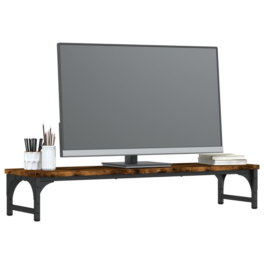 Monitorstandaard 85x23x15,5 cm bewerkt hout gerookt eikenkleur is nu te koop bij PeponiXL, paradijselijk wonen!