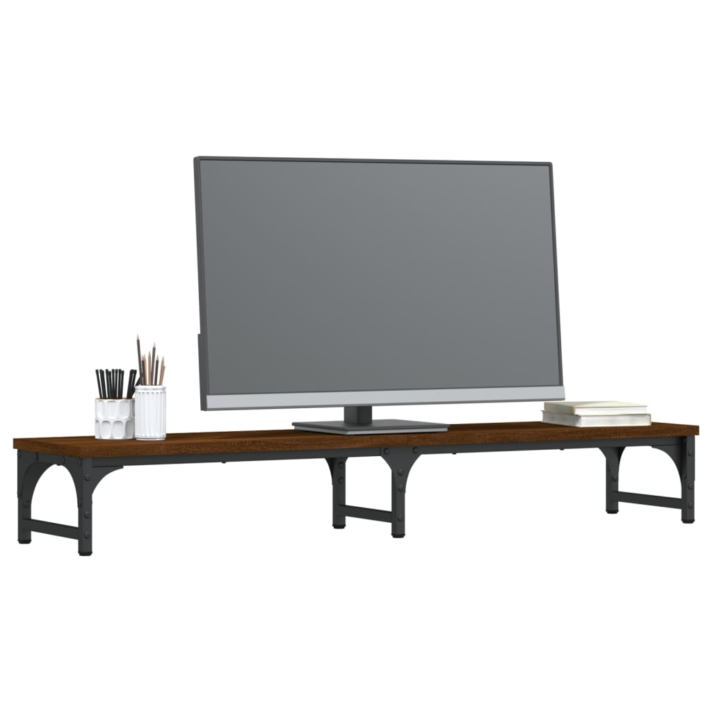 Monitorstandaard 105x23x15,5 cm bewerkt hout bruin eikenkleur is nu te koop bij PeponiXL, paradijselijk wonen!