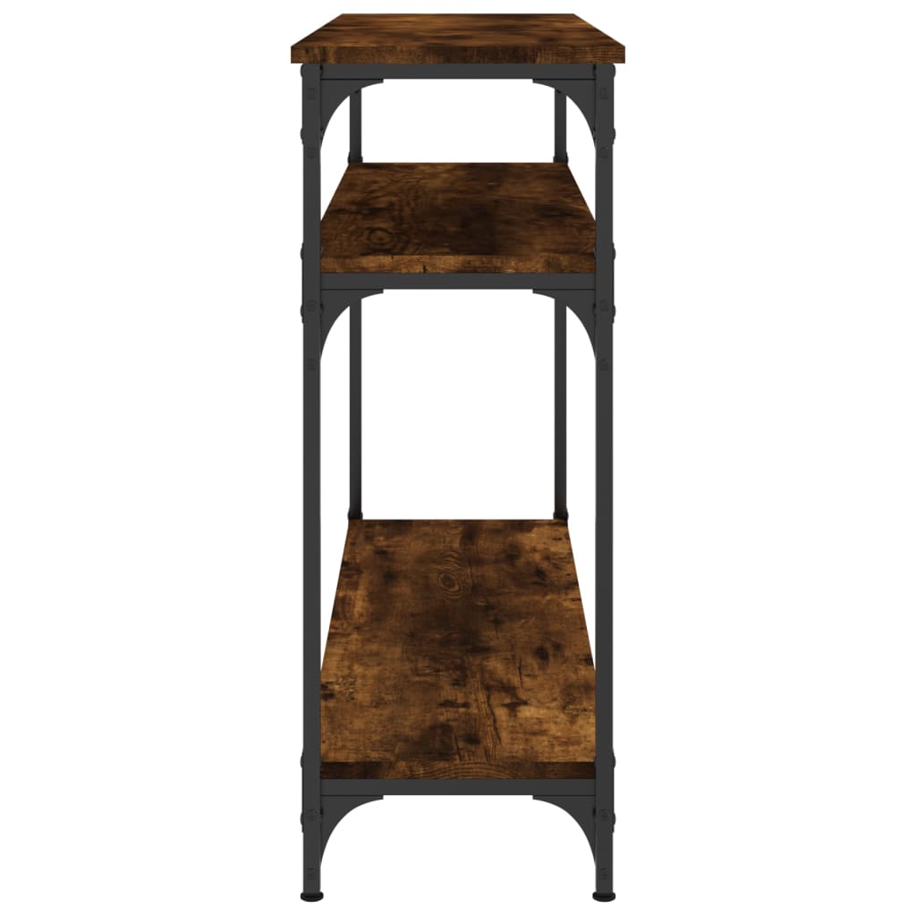 Wandtafel 100x29x75 cm bewerkt hout gerookt eikenkleurig is nu te koop bij PeponiXL, paradijselijk wonen!