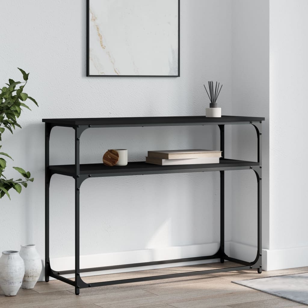 Wandtafel 100x35,5x75 cm bewerkt hout zwart is nu te koop bij PeponiXL, paradijselijk wonen!