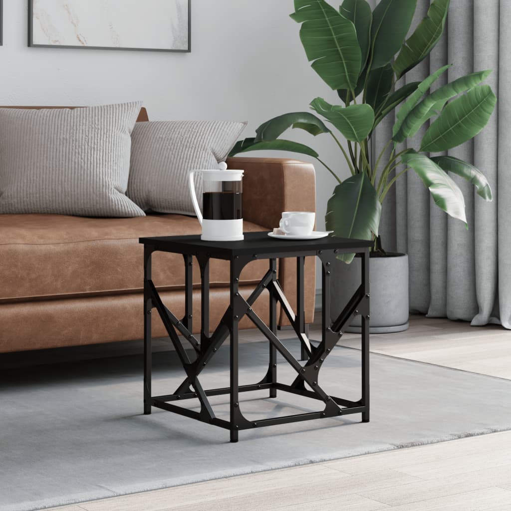 Salontafel 45x45x47,5 cm bewerkt hout zwart is nu te koop bij PeponiXL, paradijselijk wonen!
