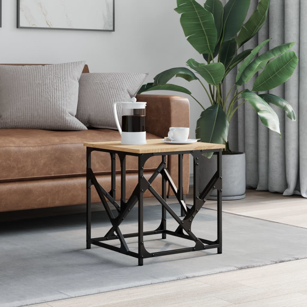 Salontafel 45x45x47,5 cm bewerkt hout sonoma eikenkleurig is nu te koop bij PeponiXL, paradijselijk wonen!