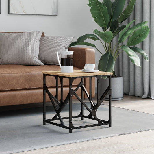 Salontafel 45x45x47,5 cm bewerkt hout sonoma eikenkleurig is nu te koop bij PeponiXL, paradijselijk wonen!
