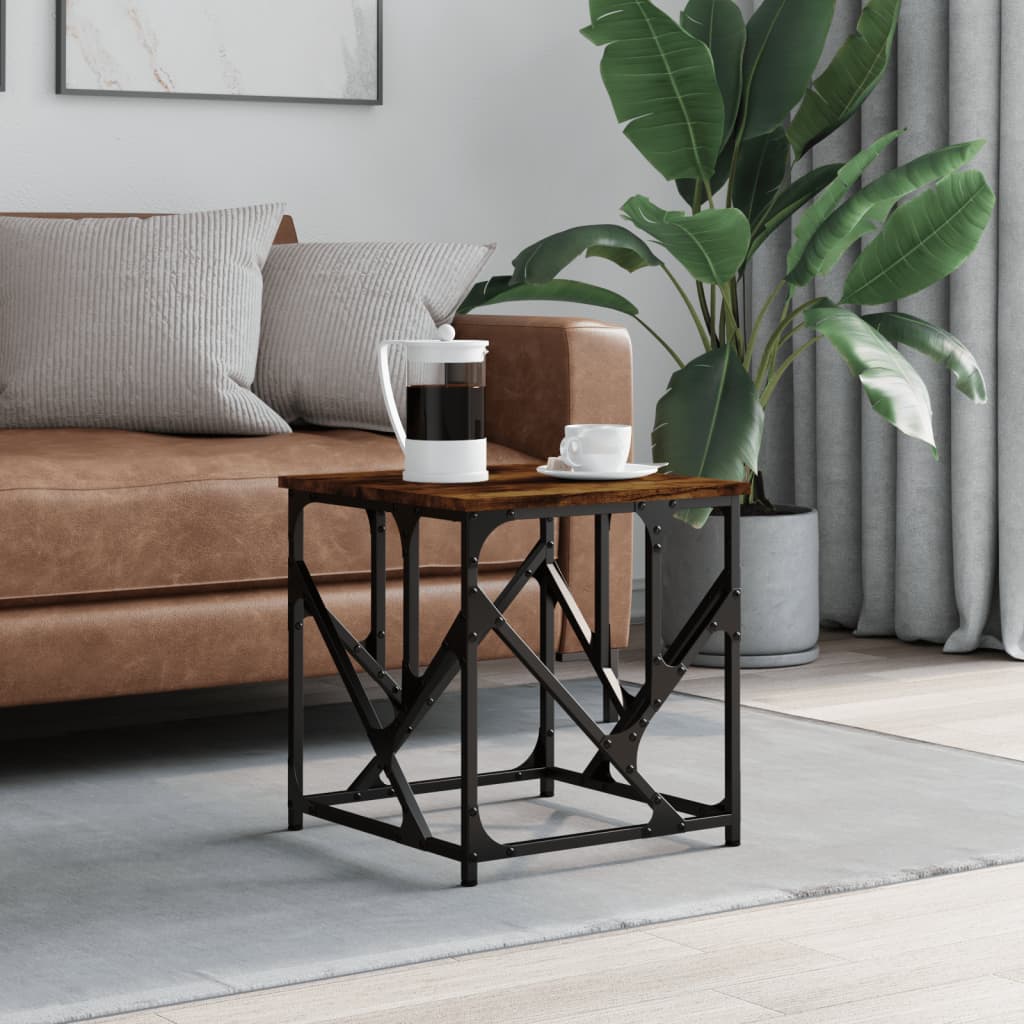 Salontafel 45x45x47,5 cm bewerkt hout gerookt eikenkleurig is nu te koop bij PeponiXL, paradijselijk wonen!
