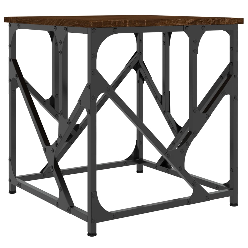 Salontafel 45x45x47,5 cm bewerkt hout bruin eikenkleur is nu te koop bij PeponiXL, paradijselijk wonen!