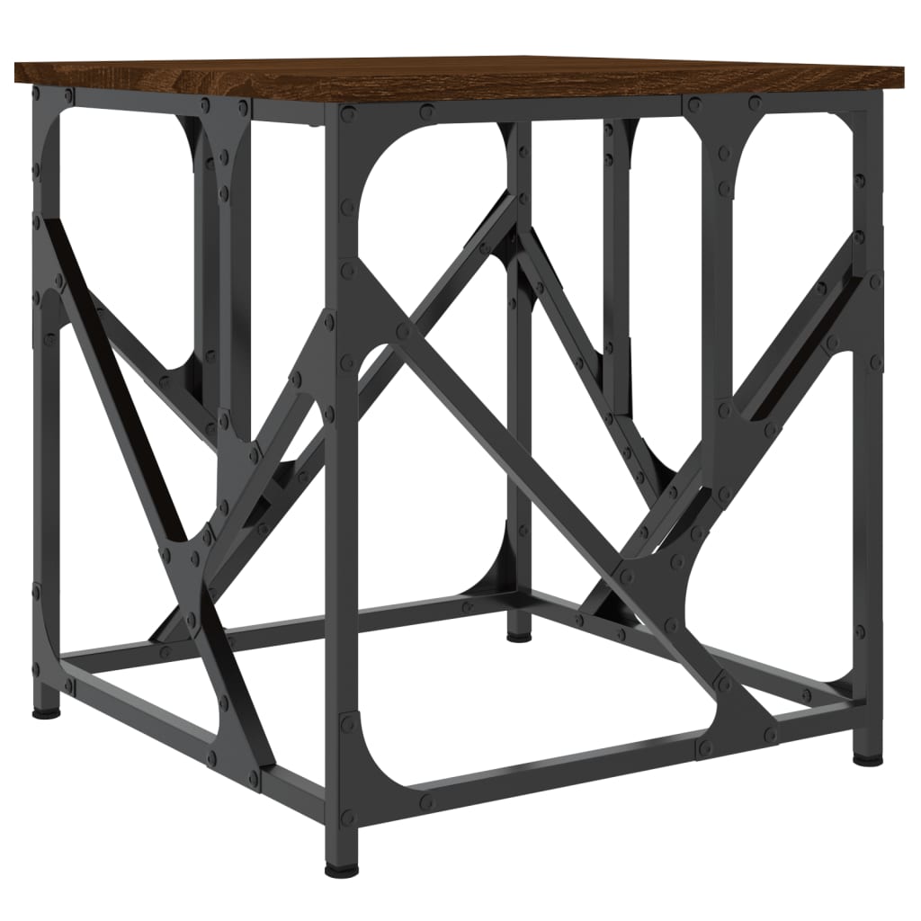 Salontafel 45x45x47,5 cm bewerkt hout bruin eikenkleur is nu te koop bij PeponiXL, paradijselijk wonen!