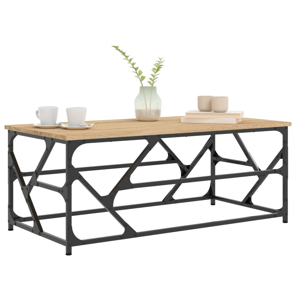 Salontafel 100x50x40 cm bewerkt hout sonoma eikenkleurig is nu te koop bij PeponiXL, paradijselijk wonen!