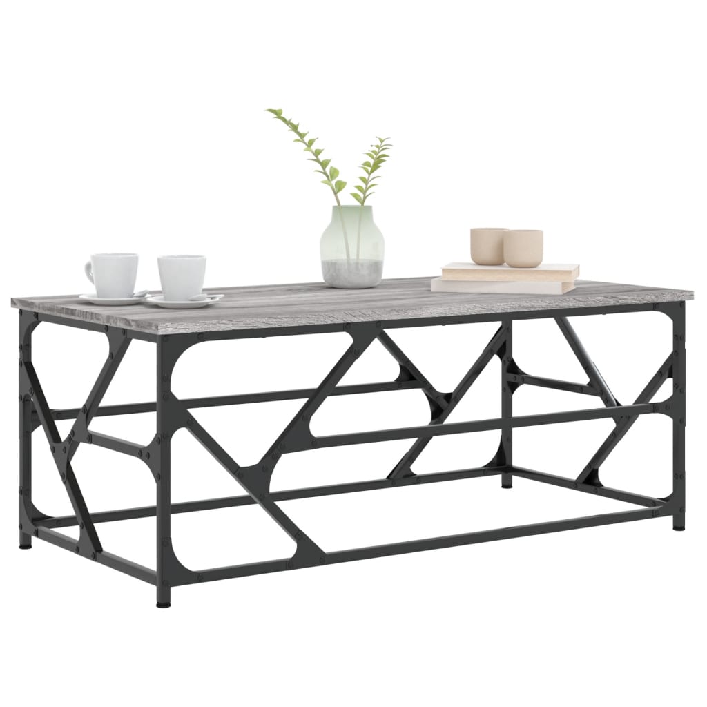 Salontafel 100x50x40 cm bewerkt hout grijs sonoma eikenkleurig is nu te koop bij PeponiXL, paradijselijk wonen!