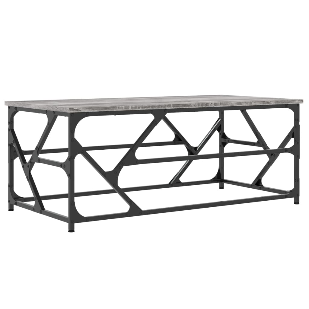 Salontafel 100x50x40 cm bewerkt hout grijs sonoma eikenkleurig is nu te koop bij PeponiXL, paradijselijk wonen!
