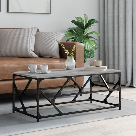 Salontafel 100x50x40 cm bewerkt hout grijs sonoma eikenkleurig is nu te koop bij PeponiXL, paradijselijk wonen!