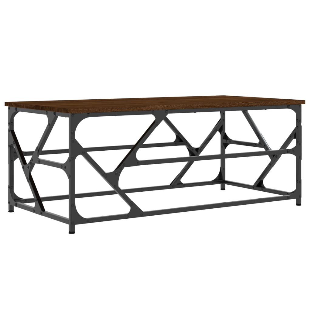 Salontafel 100x50x40 cm bewerkt hout bruineiken is nu te koop bij PeponiXL, paradijselijk wonen!