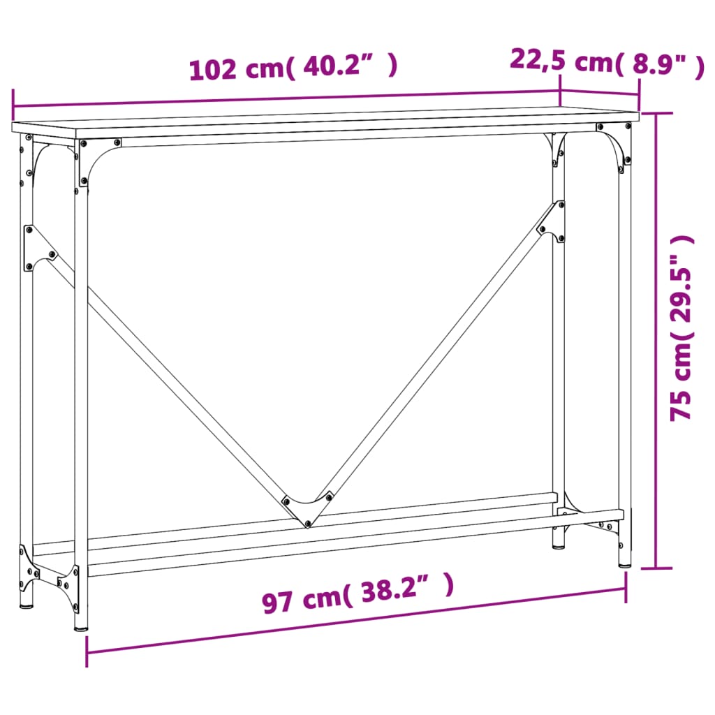 Wandtafel 102x22,5x75 cm bewerkt hout bruin eikenkleur is nu te koop bij PeponiXL, paradijselijk wonen!