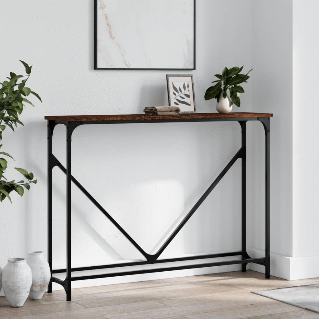 Wandtafel 102x22,5x75 cm bewerkt hout bruin eikenkleur is nu te koop bij PeponiXL, paradijselijk wonen!