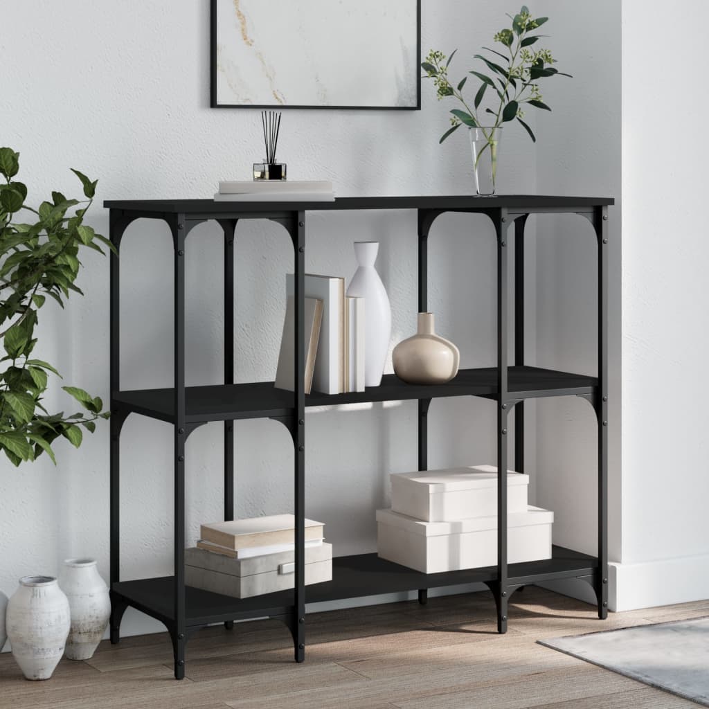Wandtafel 102x35x90 cm bewerkt hout zwart is nu te koop bij PeponiXL, paradijselijk wonen!