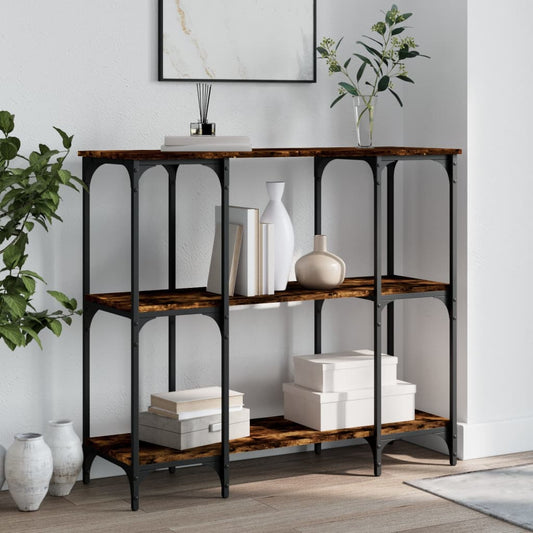 Wandtafel 102x35x90 cm bewerkt hout gerookt eikenkleurig is nu te koop bij PeponiXL, paradijselijk wonen!