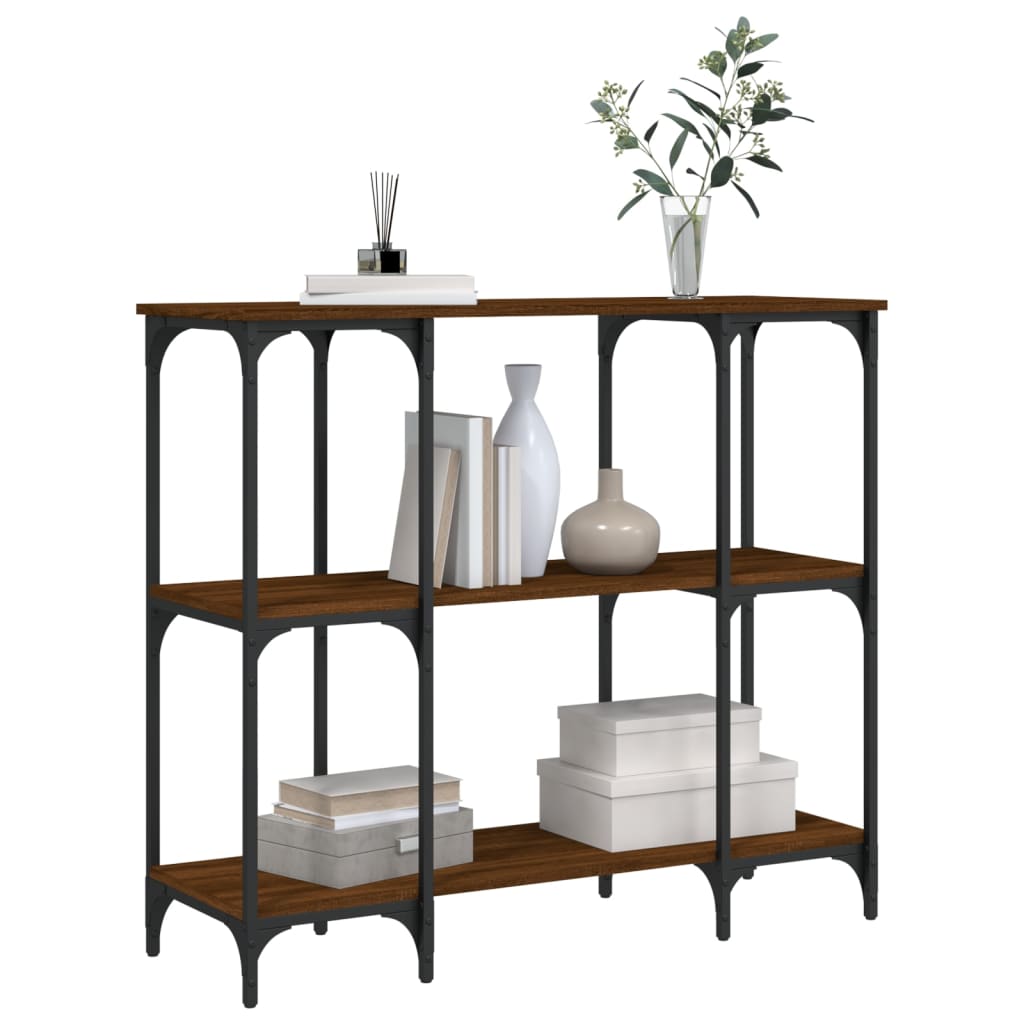 Wandtafel 102x35x90 cm bewerkt hout bruin eikenkleur is nu te koop bij PeponiXL, paradijselijk wonen!