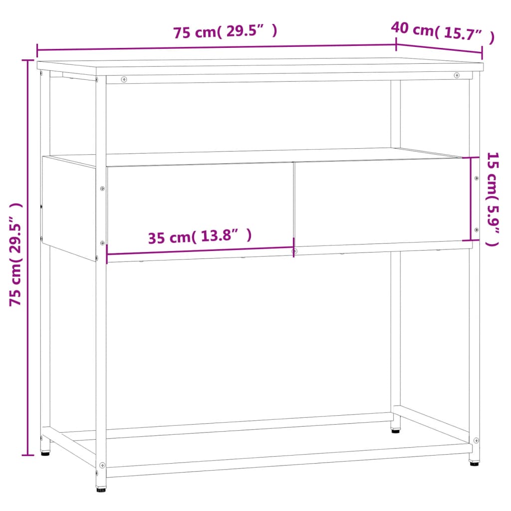 Wandtafel 75x40x75 cm bewerkt hout gerookt eikenkleurig is nu te koop bij PeponiXL, paradijselijk wonen!