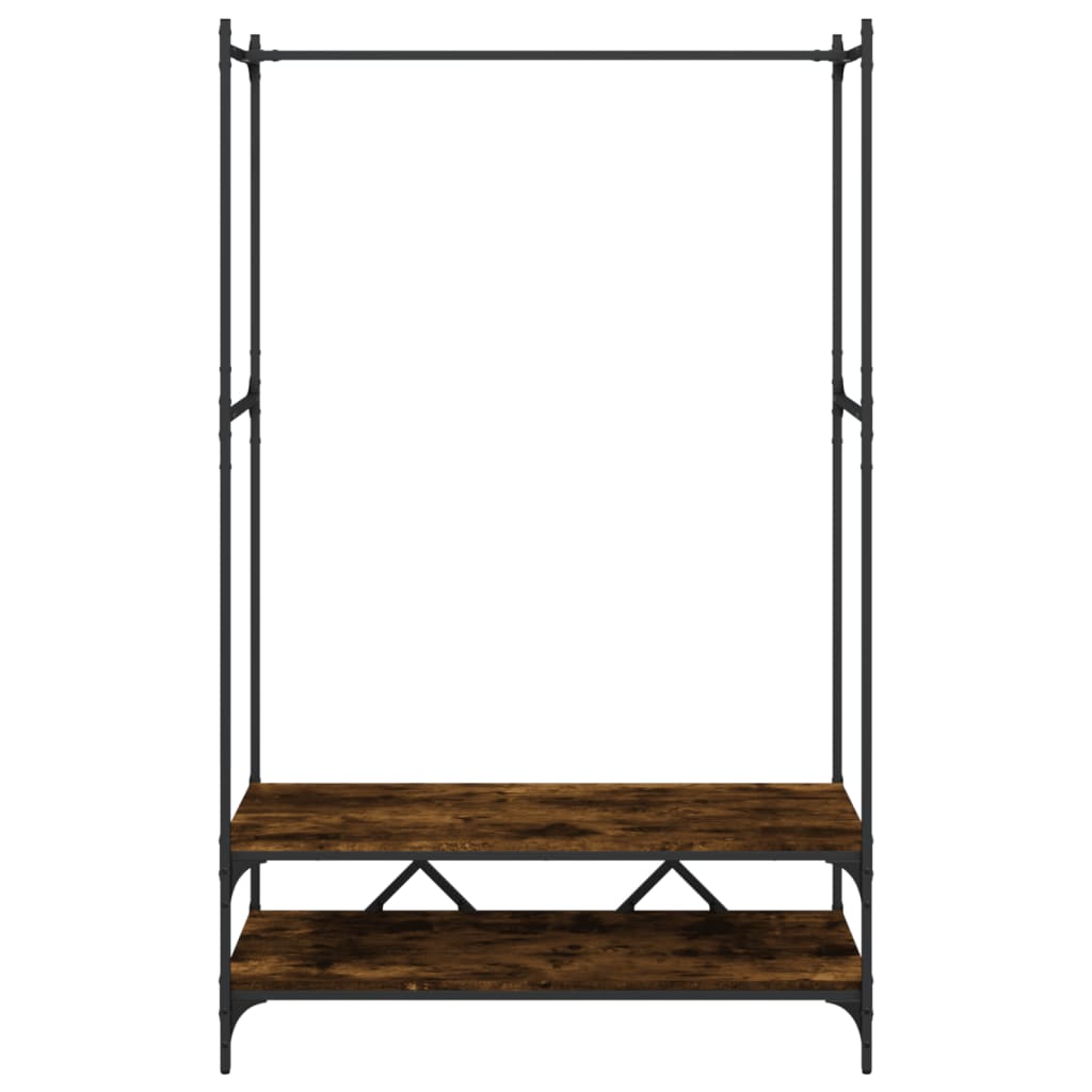 Kledingrek met schappen bewerkt hout gerookt eikenkleurig is nu te koop bij PeponiXL, paradijselijk wonen!