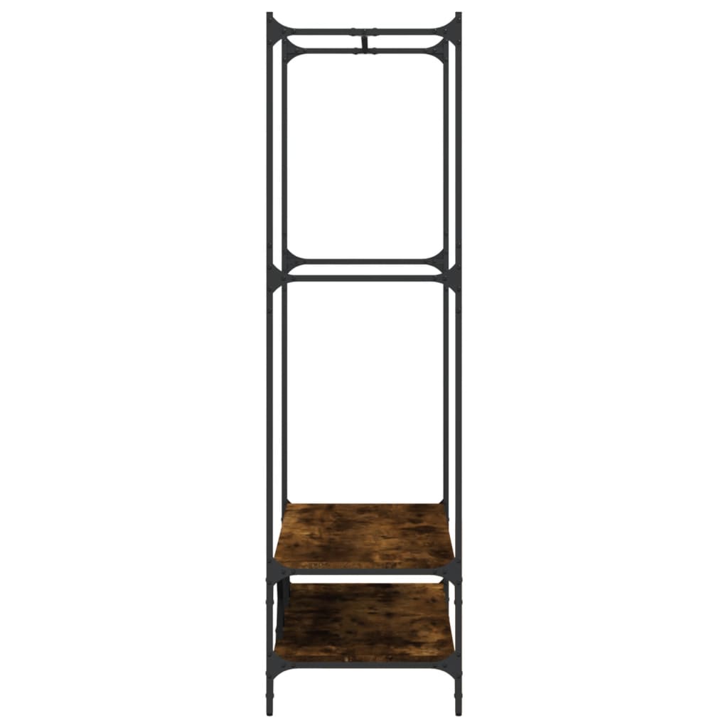 Kledingrek met schappen bewerkt hout gerookt eikenkleurig is nu te koop bij PeponiXL, paradijselijk wonen!