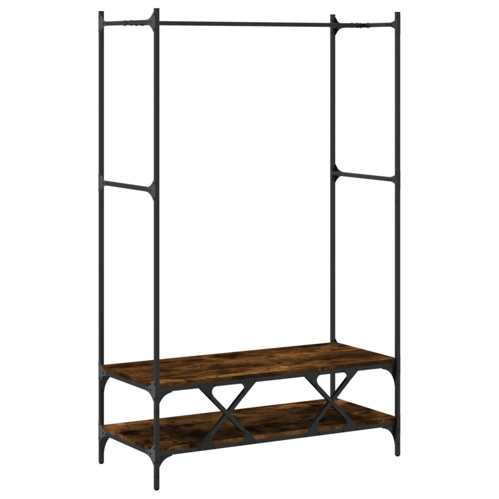 Kledingrek met schappen bewerkt hout gerookt eikenkleurig is nu te koop bij PeponiXL, paradijselijk wonen!
