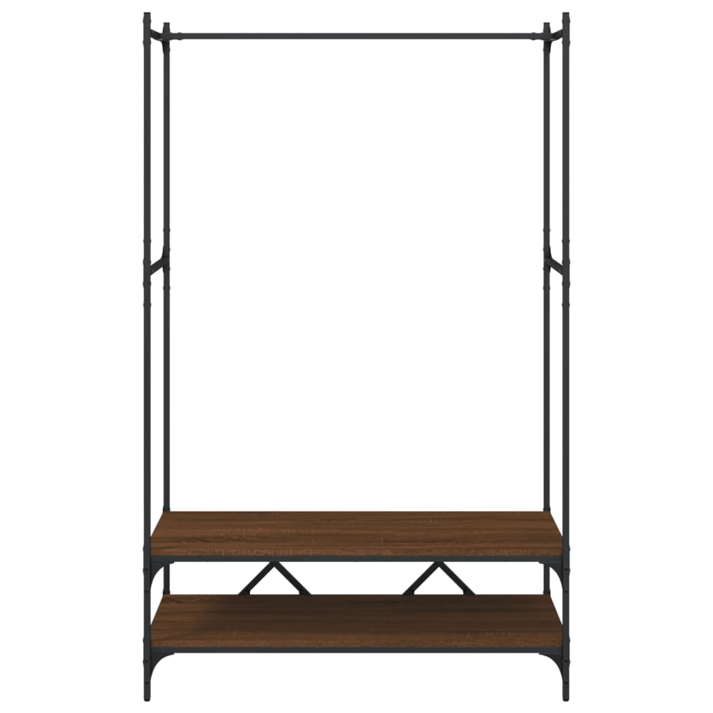 Kledingrek met schappen bewerkt hout bruin eikenkleur is nu te koop bij PeponiXL, paradijselijk wonen!