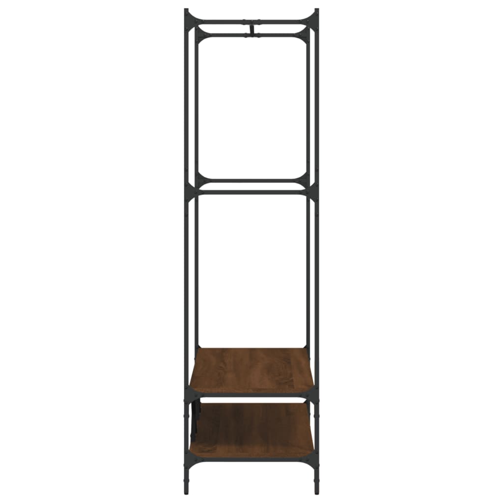 Kledingrek met schappen bewerkt hout bruin eikenkleur is nu te koop bij PeponiXL, paradijselijk wonen!