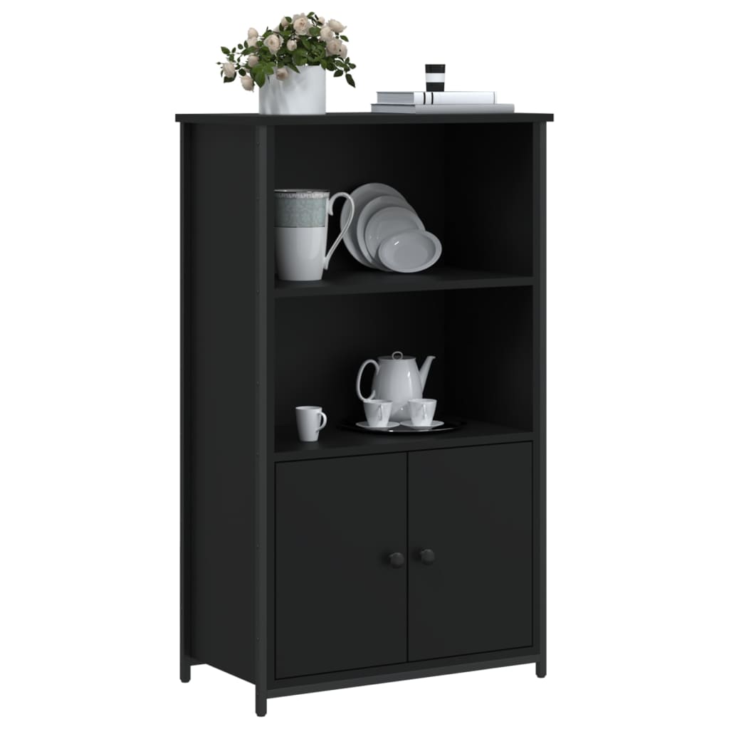 Hoge kast 62x32x103,5 cm bewerkt hout zwart is nu te koop bij PeponiXL, paradijselijk wonen!