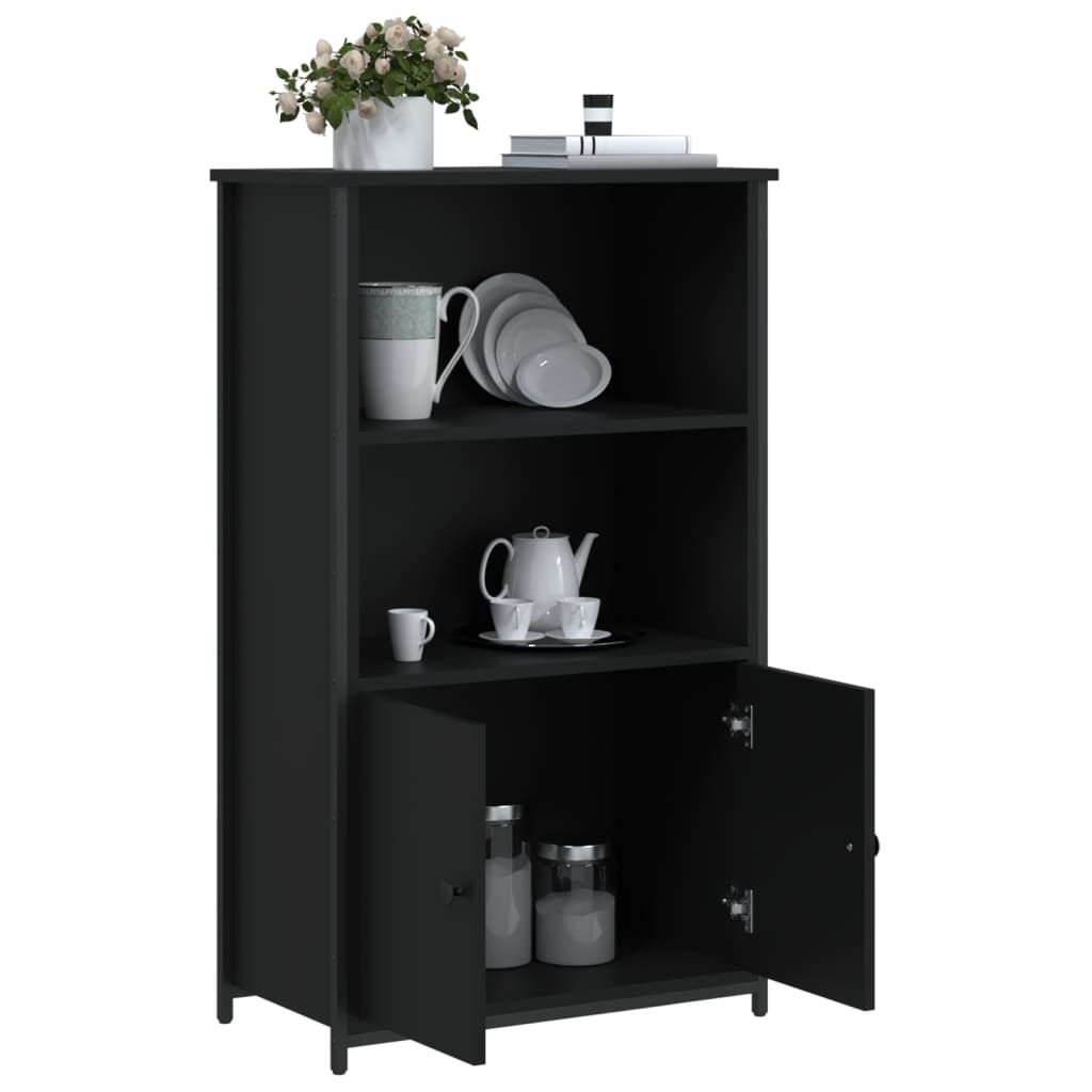 Hoge kast 62x32x103,5 cm bewerkt hout zwart is nu te koop bij PeponiXL, paradijselijk wonen!