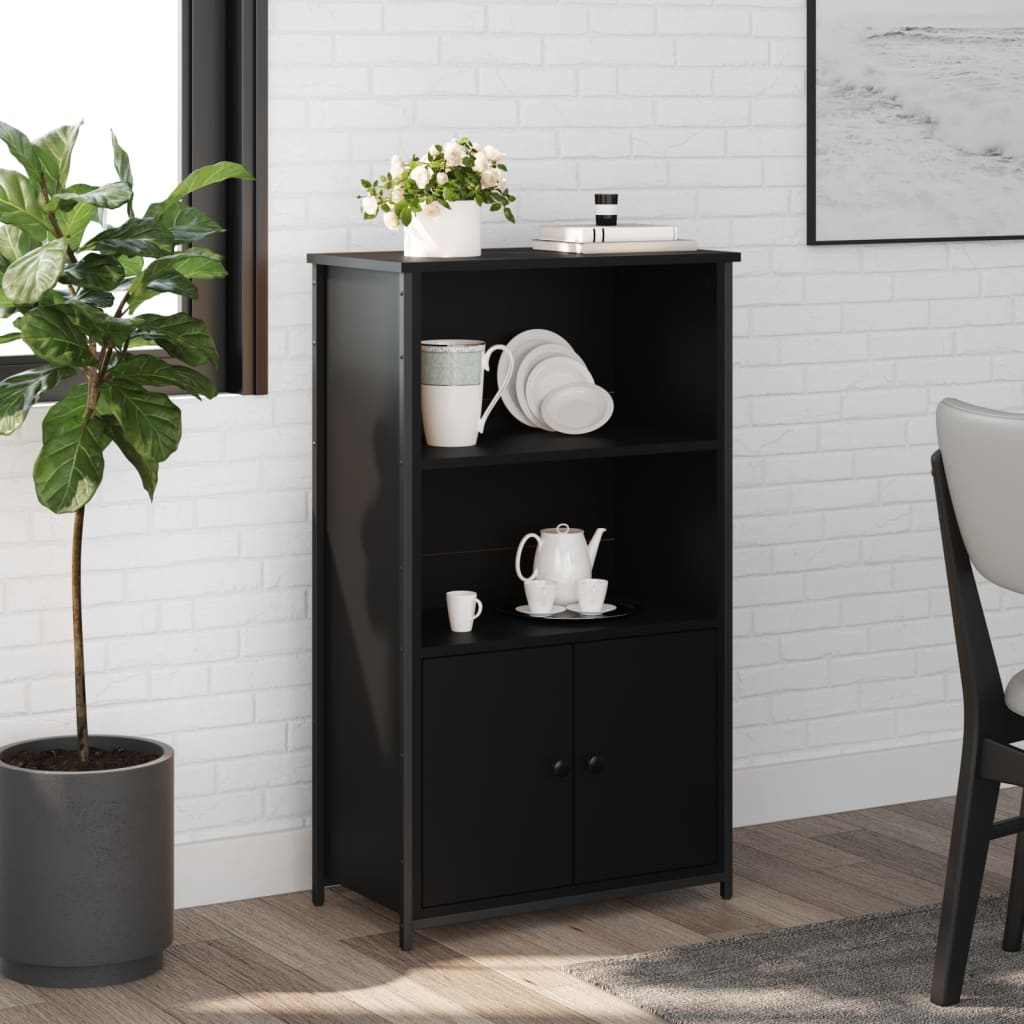 Hoge kast 62x32x103,5 cm bewerkt hout zwart is nu te koop bij PeponiXL, paradijselijk wonen!