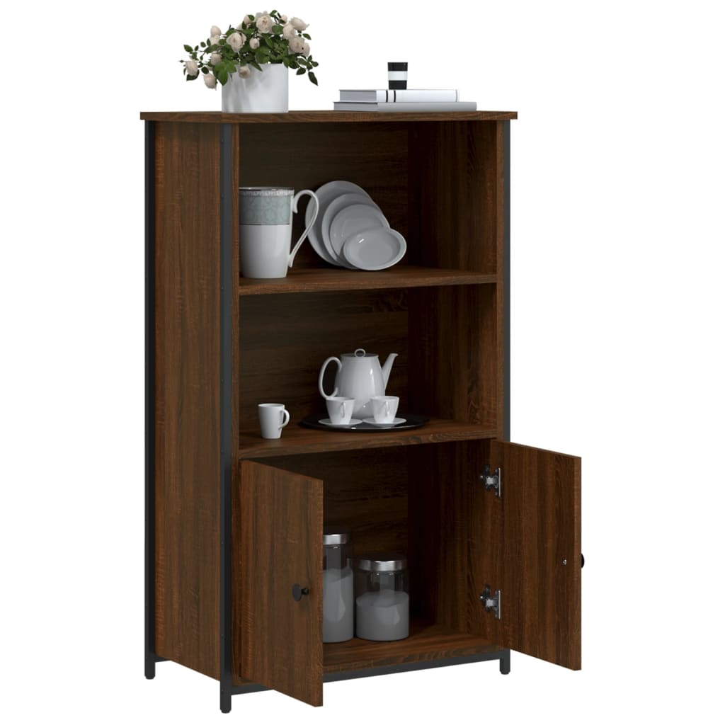 Hoge kast 62x32x103,5 cm bewerkt hout bruin eikenkleur is nu te koop bij PeponiXL, paradijselijk wonen!