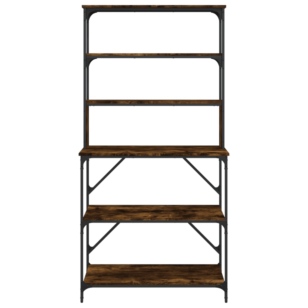 Bakkersrek 6-laags 90x40x180 cm bewerkt hout gerookt eikenkleur is nu te koop bij PeponiXL, paradijselijk wonen!
