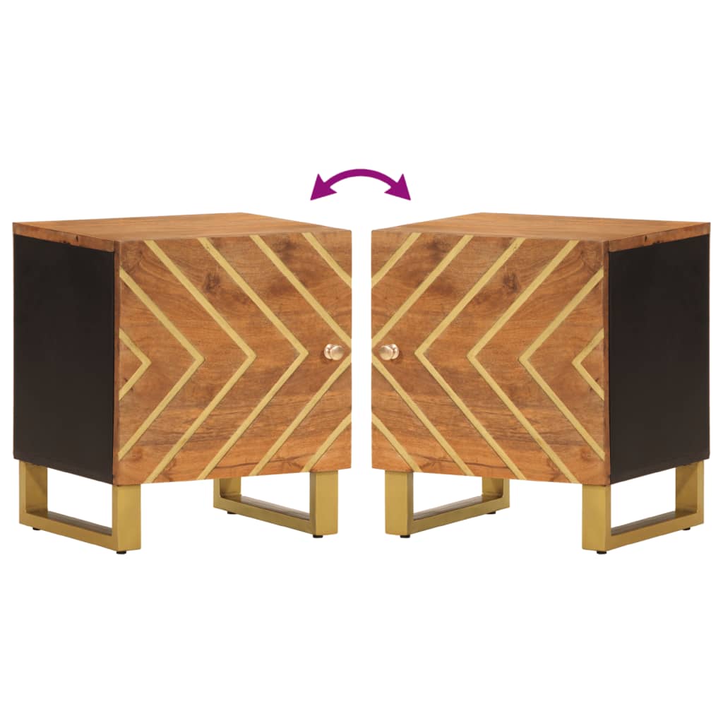 Nachtkastje massief mangohout bruin en zwart is nu te koop bij PeponiXL, paradijselijk wonen!