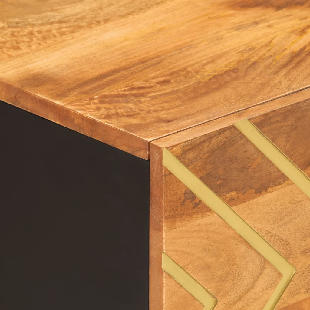 Salontafel 80x50x40 cm massief mangohout bruin en zwart is nu te koop bij PeponiXL, paradijselijk wonen!