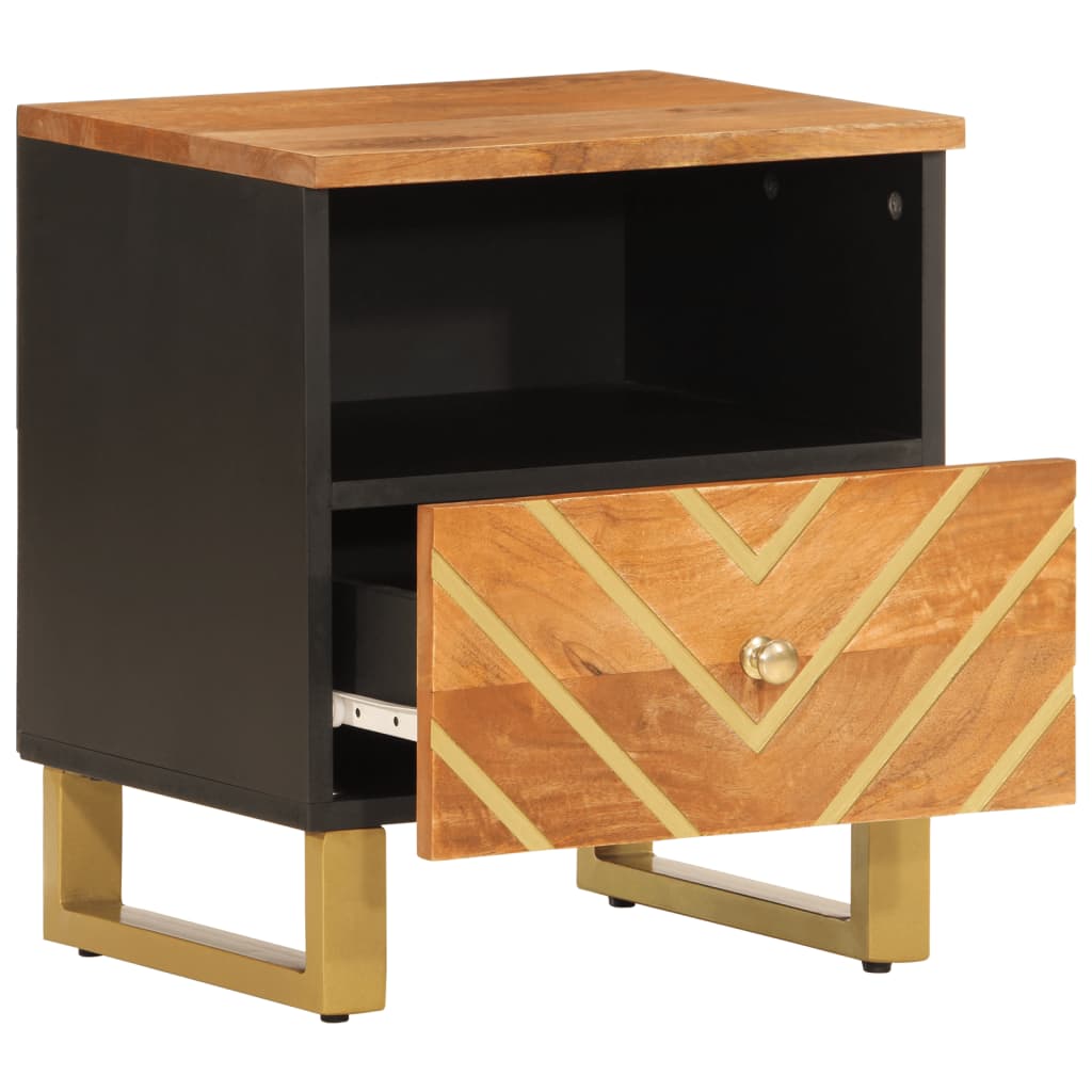 Nachtkastje massief mangohout bruin en zwart is nu te koop bij PeponiXL, paradijselijk wonen!