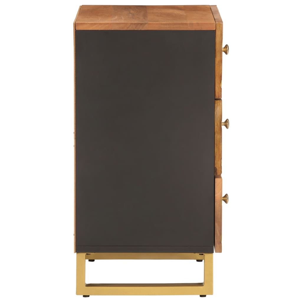 Nachtkastje 50x33x60 cm massief mangohout bruin en zwart is nu te koop bij PeponiXL, paradijselijk wonen!
