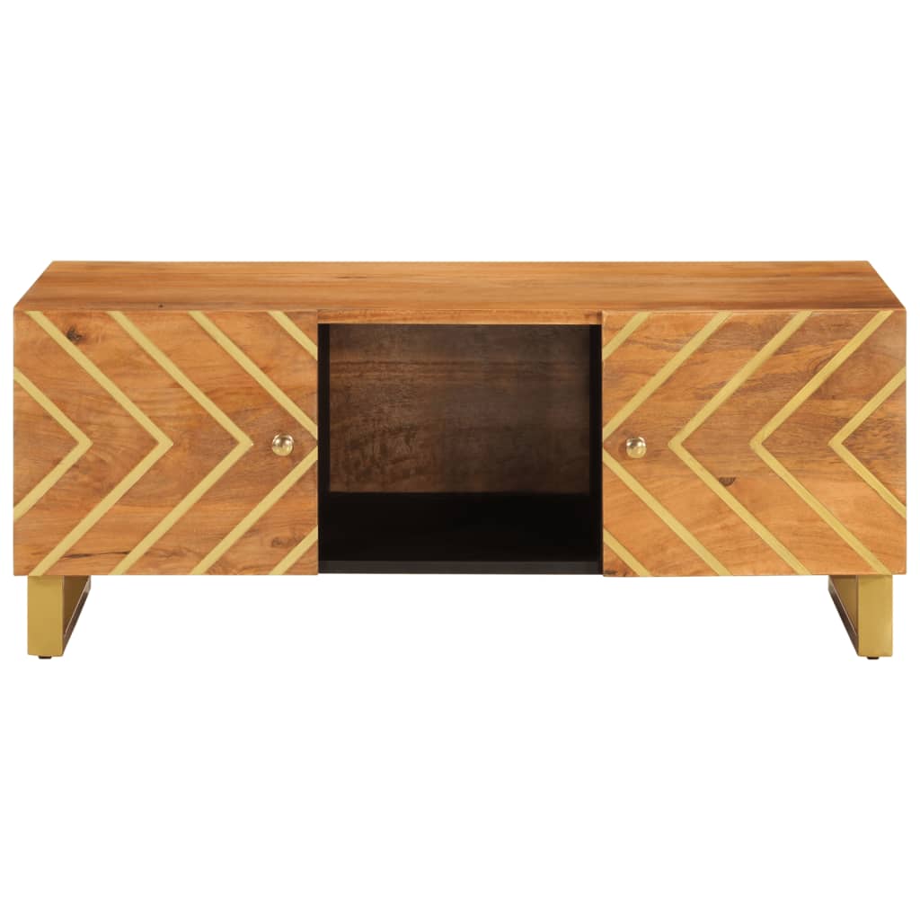Salontafel 100x54x40 cm massief mangohout bruin en zwart is nu te koop bij PeponiXL, paradijselijk wonen!